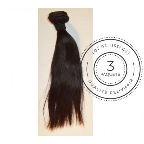3 PAQUETS - TISSAGE BRESILIEN raide taille 14" REMYHAIR 