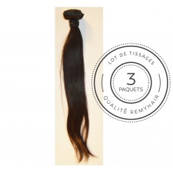 3 PAQUETS - TISSAGE BRESILIEN raide taille 18" REMYHAIR 